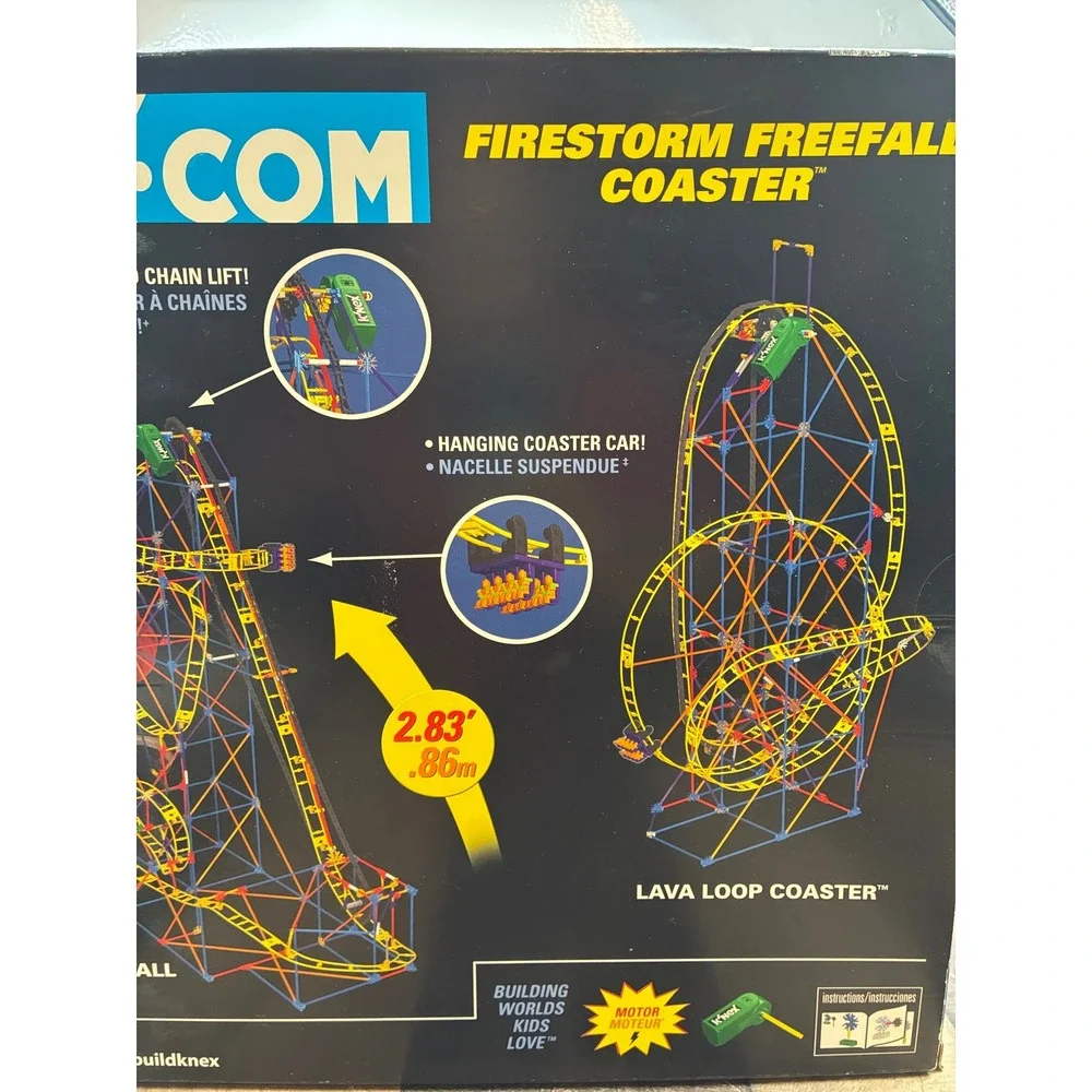 K'NEX Firestorm Freefall Coaster Building Set 674pc Motorized Ages 9+ New Sealed